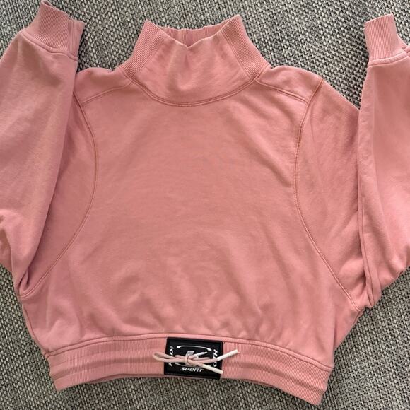KITH 100% Cotton Cropped Mockneck Long Sleeve Sweater Sweatshirt Peachy Pink - Picture 1 of 8